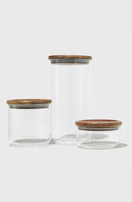 PUBLIC GOODS Glass Canister Set in Clear /Brown at Nordstrom | Nordstrom