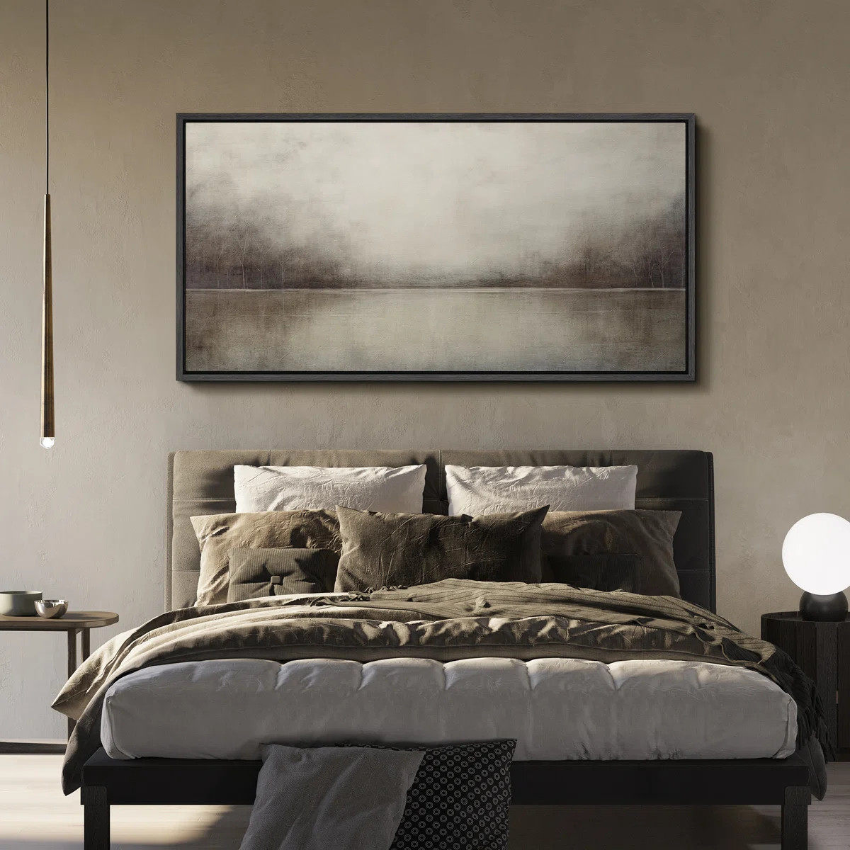 Minimal Landscape "Moody Brown With Green Tunes Artwork, Retro Neutral Tranquil Abstract Landscap... | Wayfair North America