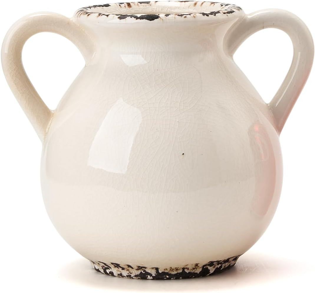 Ceramic Vase with 2 Handle,6.7 inches Rustic Vase for Home Decor | Amazon (US)