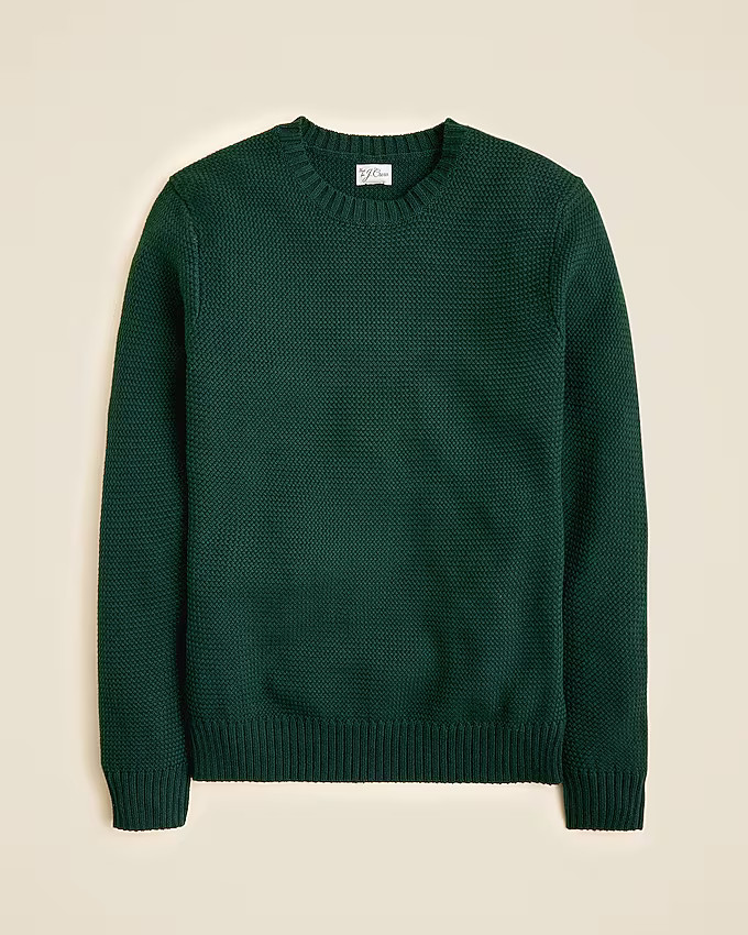 Basket-stitch cotton crewneck sweater | J. Crew US
