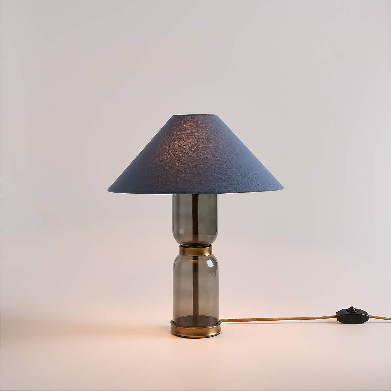 Velato Glass Table Lamp 14.5" with Blue Shade | Crate & Barrel | Crate & Barrel