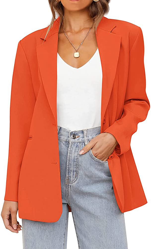 MEROKEETY Womens Casual Blazers Long Sleeve Lapel Open Front Button Work Blazer Jackets with Pock... | Amazon (US)