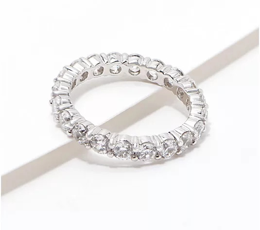 Diamonique 100-Facet Eternity Band Ring, 14K Clad or Sterling - QVC.com | QVC
