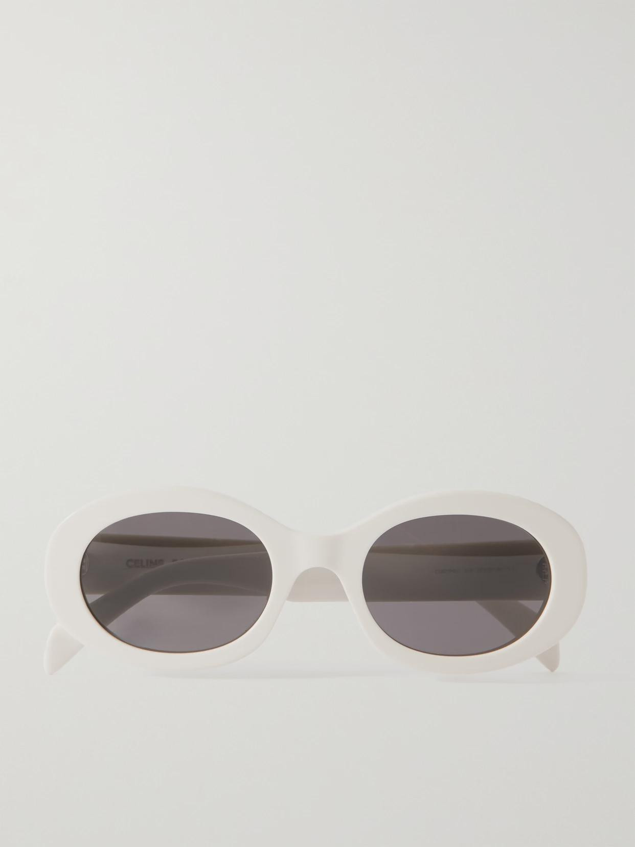 CELINE Eyewear - Triomphe Oval-frame Acetate Sunglasses - White | NET-A-PORTER (US)