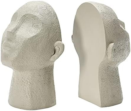 Bloomingville Decorative Boho Human Face Resin Bookends, Grey, 2 | Amazon (US)