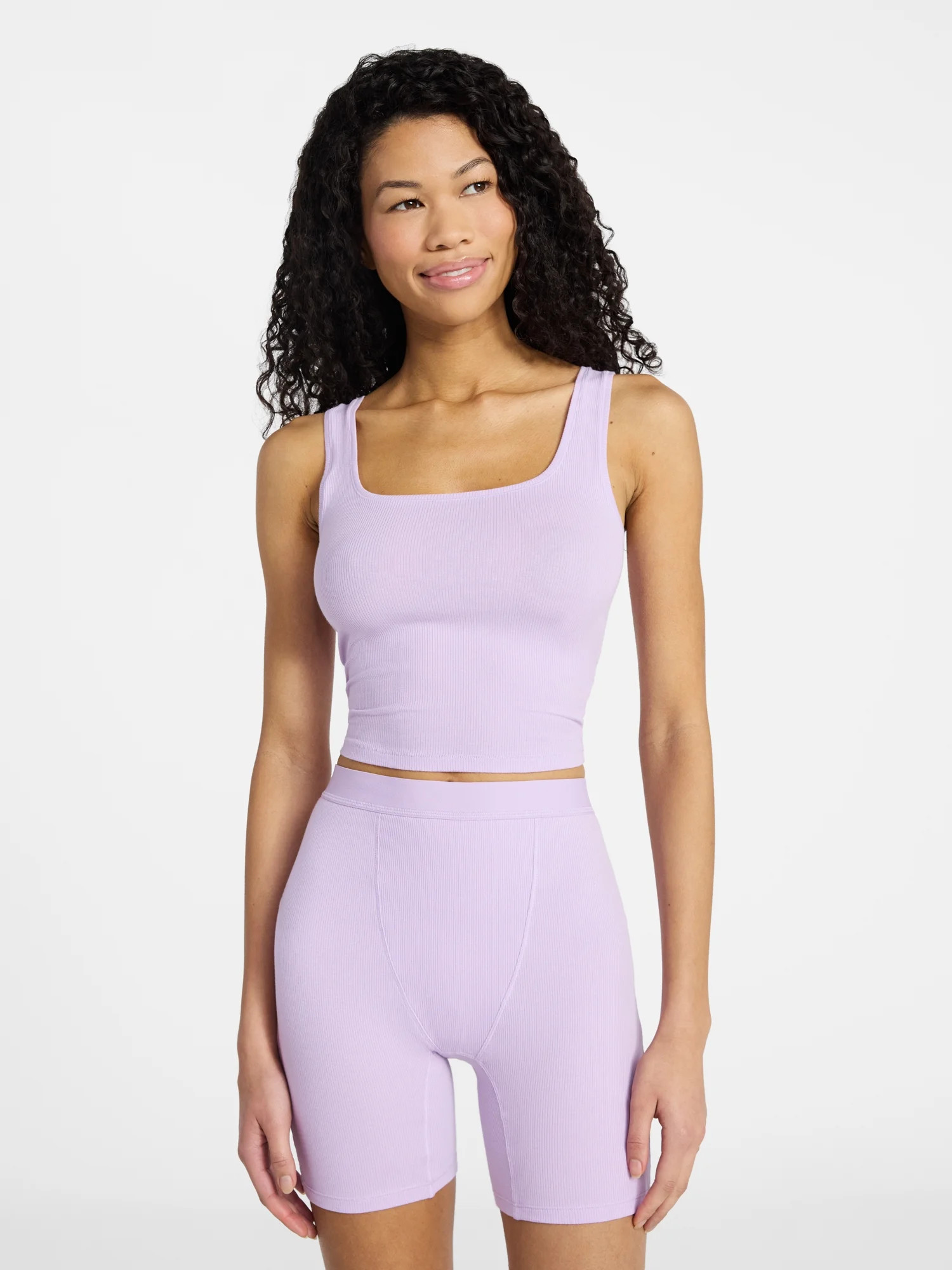 No Boundaries Cotton-Blend Ribbed Tank and Boxer Shorts Set, 2-Piece, Women’s XS-XXL | Walmart (US)