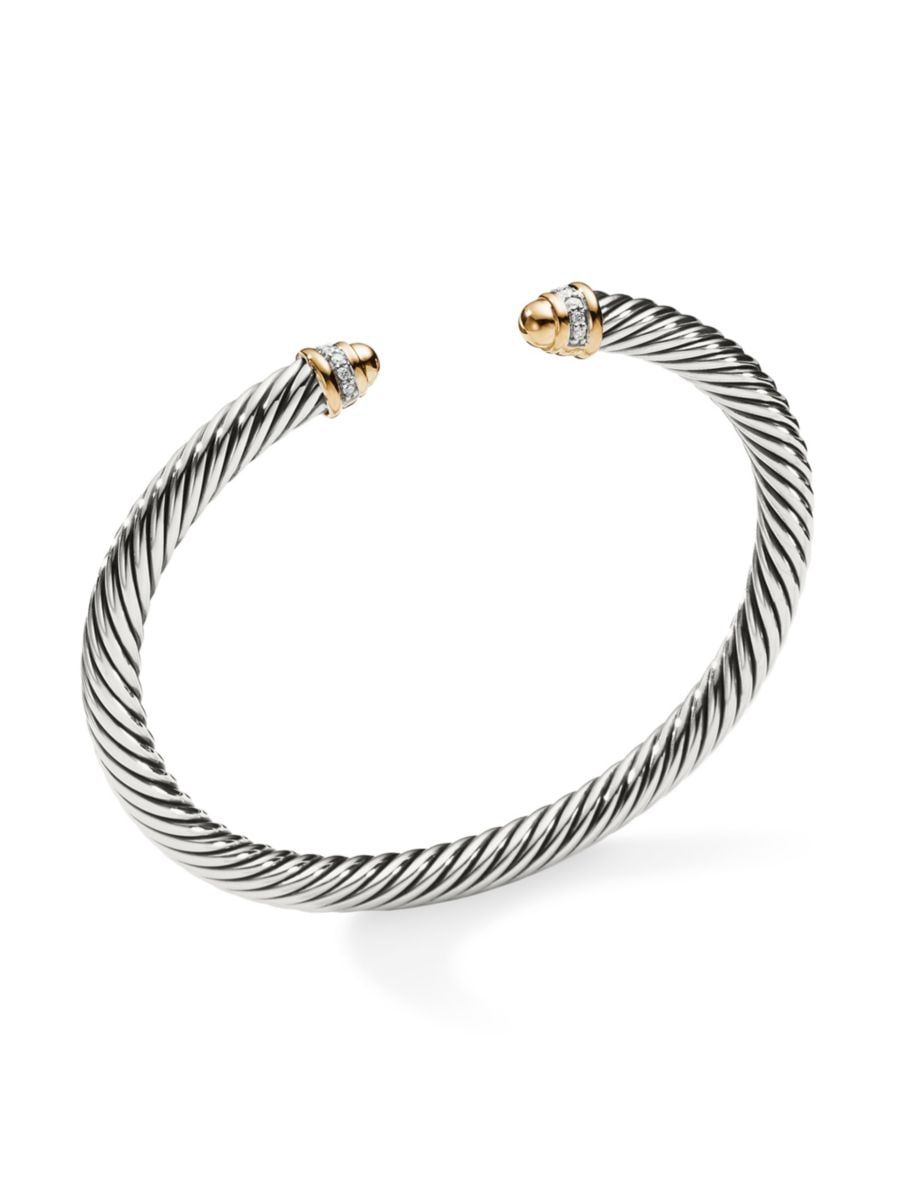 Cable Bracelet With 18K Yellow Gold & Diamonds | Saks Fifth Avenue