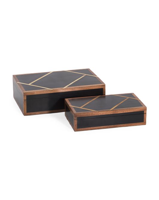 Set Of 2 Boxes With Gold Tone Inlay | Baskets & Storage | Marshalls | Marshalls