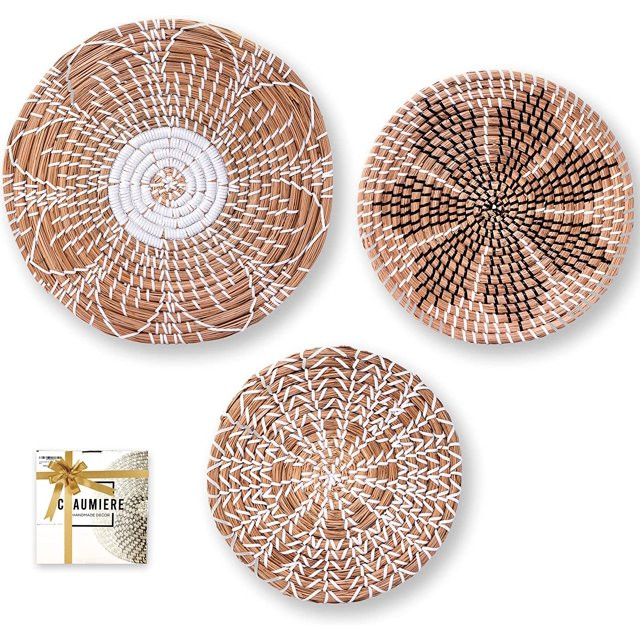 Chaumiere Scandinavian Rattan Wall Decor Boho gift - Hanging Woven wall basket wall decor set 3,W... | Walmart (US)