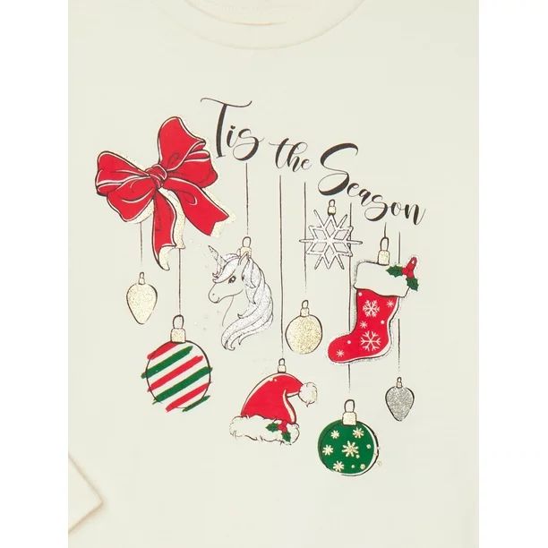 Holiday Time Girls Christmas Long Sleeve T-Shirt and Skirt Set, 2-Piece, Sizes 4-18 - Walmart.com | Walmart (US)