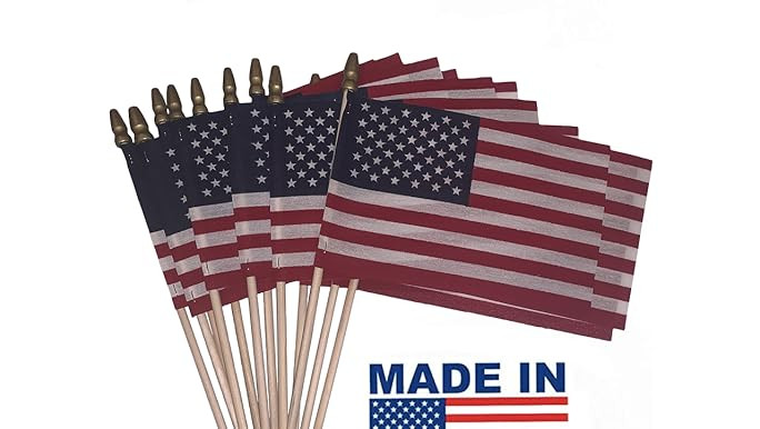 GIFTEXPRESS Set of 12, Proudly Made in U.S.A. Small American Flags 4x6 Inch/Small US Flag/Mini Am... | Amazon (US)