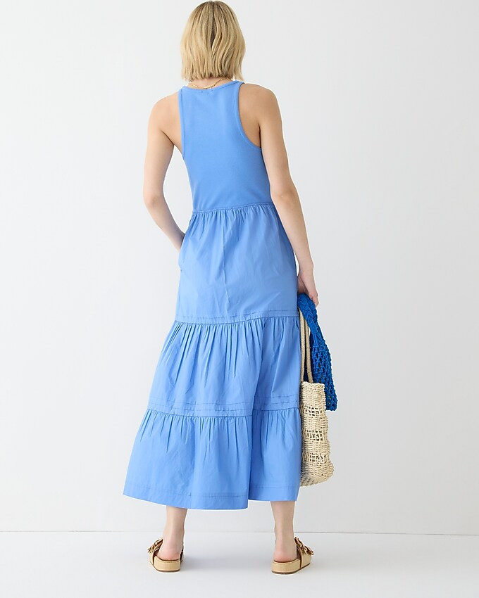 Vintage rib high-neck cutaway tank dress with poplin skirt | J. Crew US