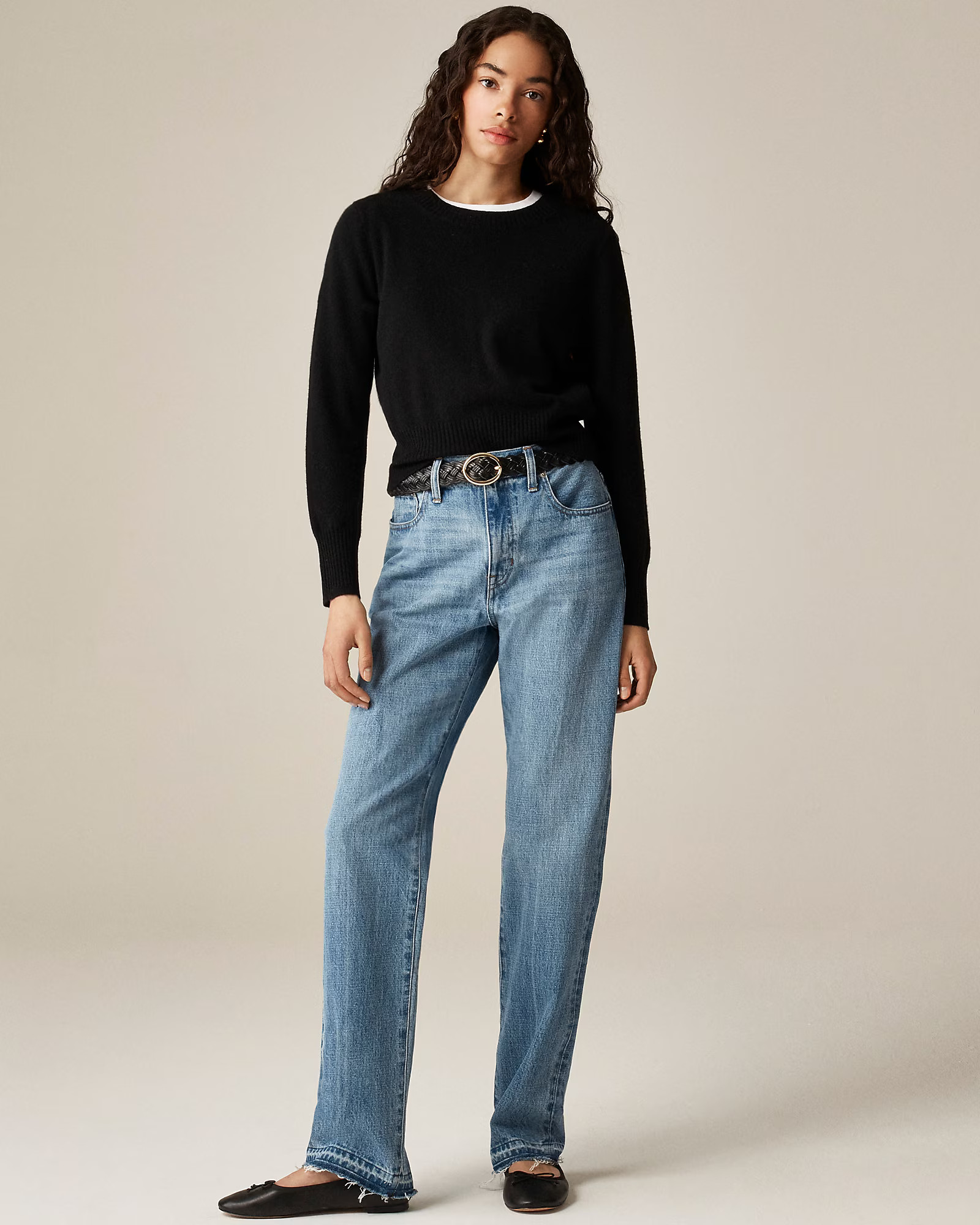 Cropped cashmere crewneck sweater | J. Crew US