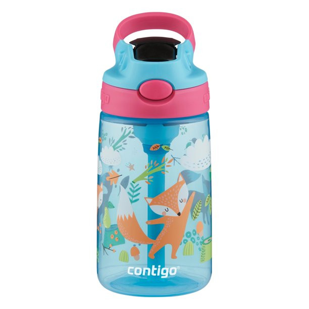 Contigo Kids Water Bottle with Autospout Straw, Blue Raspberry and Pink Fox, 14 fl oz. | Walmart (US)