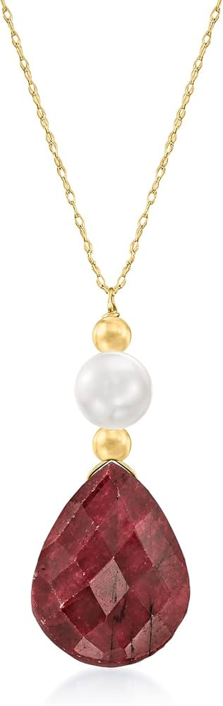 Ross-Simons Cultured Pearl and Gemstone Necklace in 14kt Yellow Gold | Amazon (US)