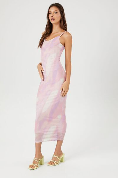 Rhinestone Watercolor Print Maxi Dress | Forever 21