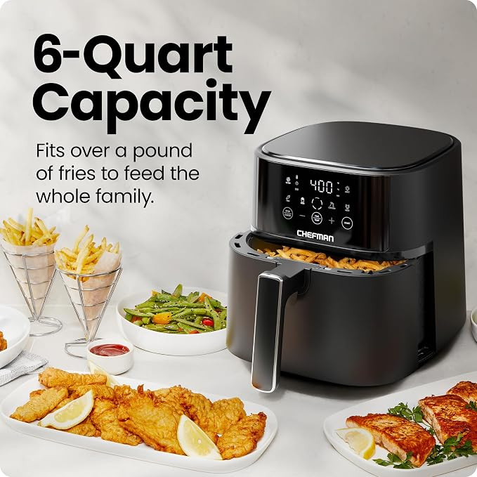 Limited time deal
$69.96 with 42 percent savings-42% 

Chefman Air Fryer – 6 QT Compact Airfryer for Quick & Easy Meals in Minutes, Features Hi-Fry Technology for Extra Crisp, Touchscreen Controls with 4 Presets, Nonstick & Dishwasher Safe Basket - Black 

 #LTKHome #LTKSaleAlert