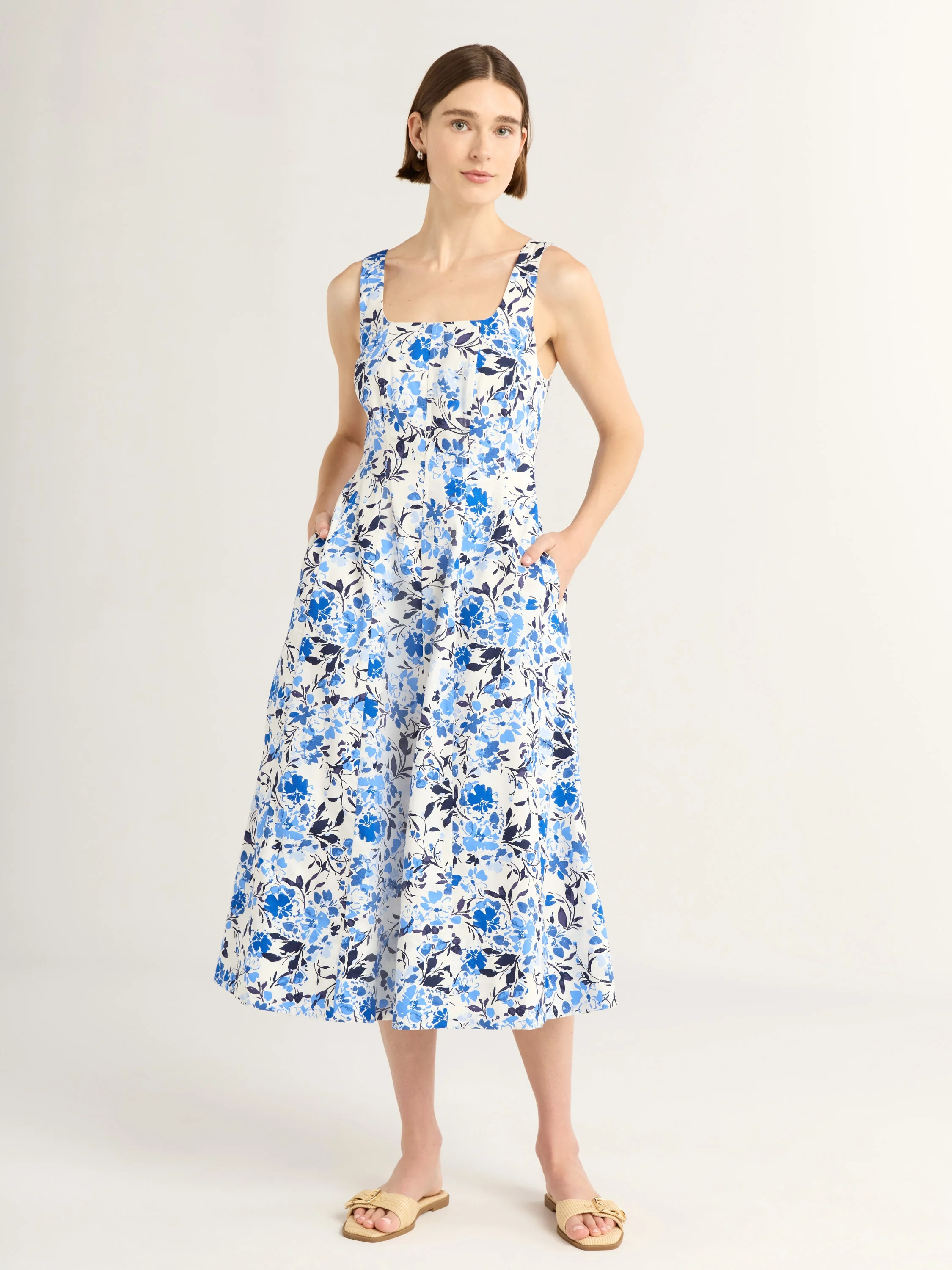 Free Assembly Women's and Women's Plus Sleeveless Square Neck Cotton Midi Dress, Sizes XS-4X | Walmart (US)