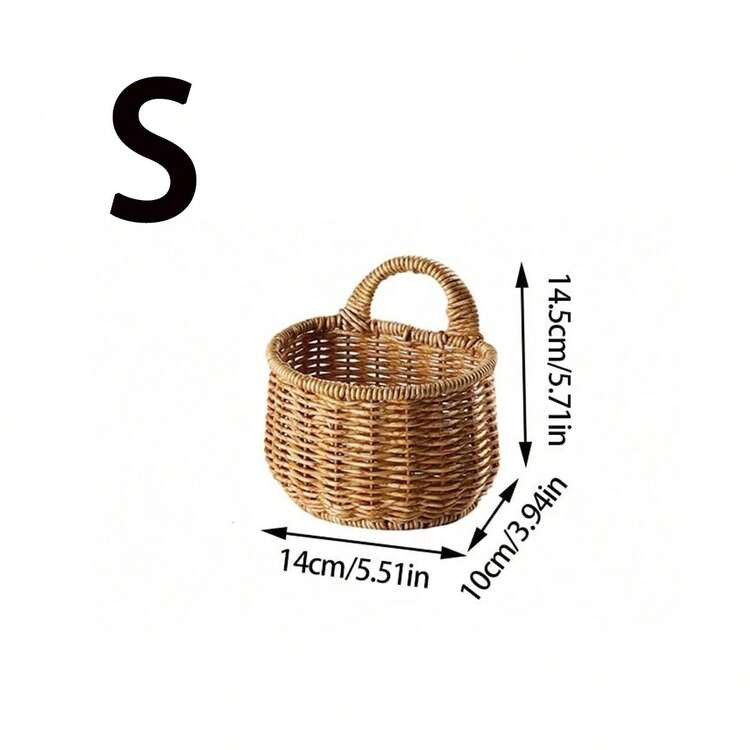 1pc Woven Wall Hanging Storage Basket For Kitchen Onions Garlics Potatoes, Flower Arrangement Basket,Metal Frame Garden Planters, Modern Bohemian Rope Hanging Baskets, Natural Mix Rattan Accents For Coastal Vibes Patio Decor | SHEIN