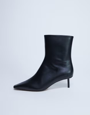 Topshop Narla premium real leather high pin heeled ankle boots in black | ASOS (Global)