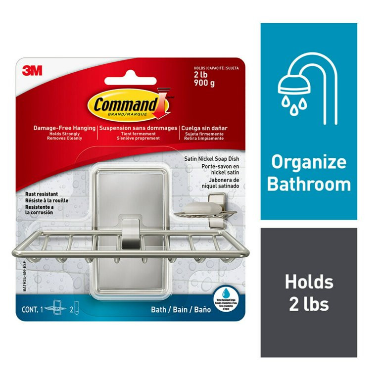 Command Soap Dish, Satin Nickel, Bathroom Organizer, 1 Soap Dish and 2 Command Strips | Walmart (US)