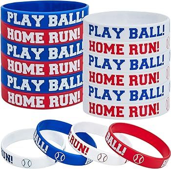 Baseball Silicone Rubber Bracelets Baseball Wristbands for Gifts Party Favors (24 Pieces) | Amazon (US)