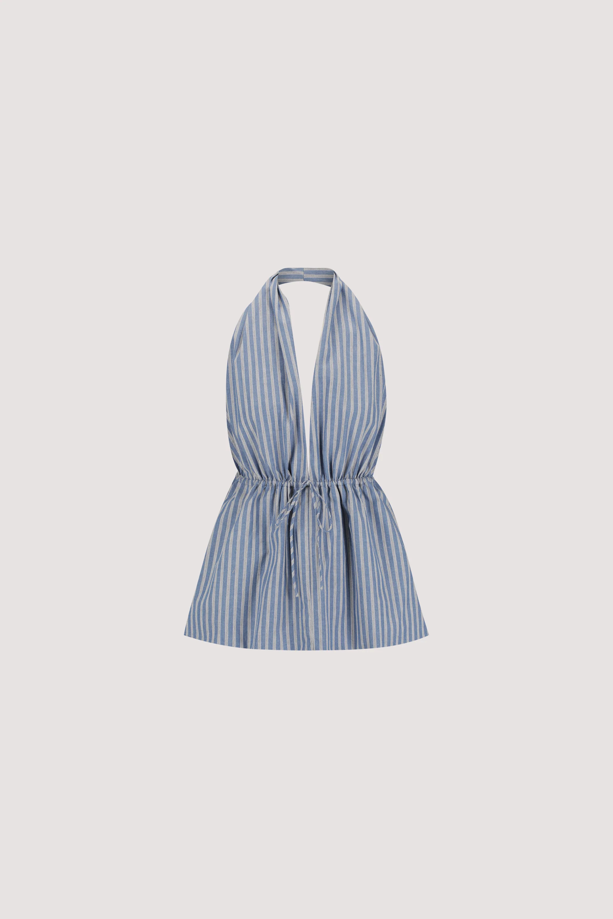 GRACIE BLUE STRIPE HALTER TOP | DISSH