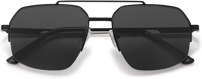 SOJOS Trendy Aviator Sunglasses Mens Womens Retro Double Bridge Metal Semi-Rimless Shades Lentes ... | Amazon (US)