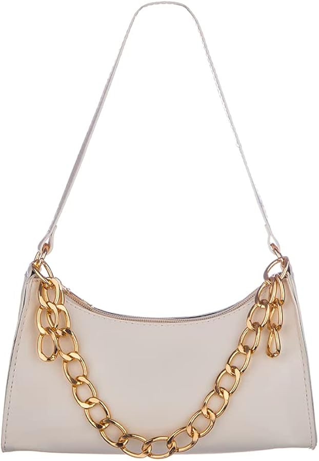 Octwine Chunky Chain Clutch Shoulder Purse Solid color Underarm Bag Hobo HandBag Shoulder Bag for... | Amazon (US)