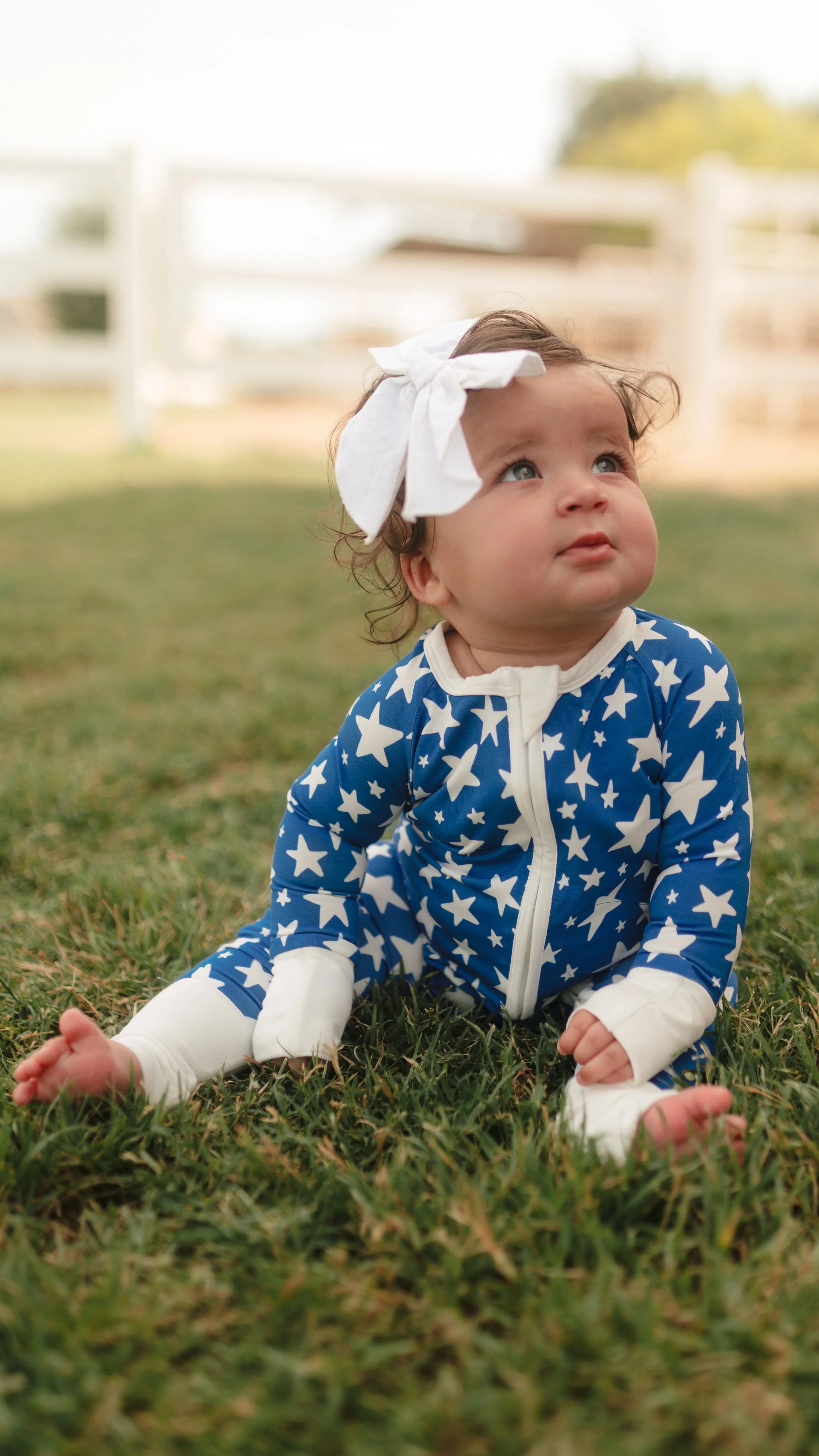 Infant Romper in Blue Stars | Silks Design