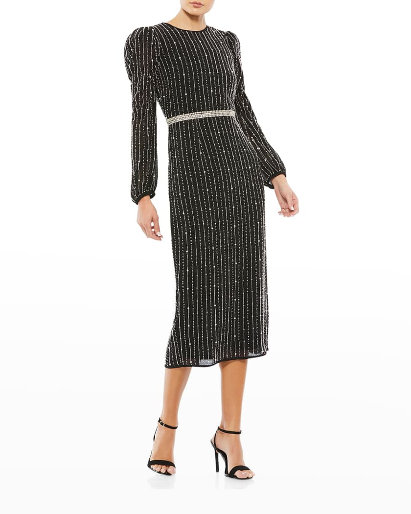 Pearl Beaded Midi Dress | Neiman Marcus