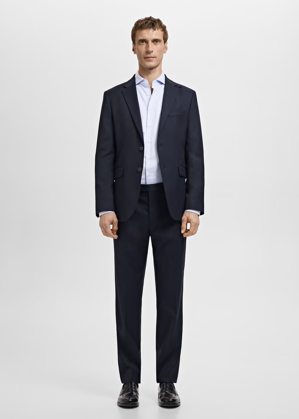 Slim-fit twill fabric dress shirt sky blue - Man - M - MANGO MAN | Mango (US/MX/AU)