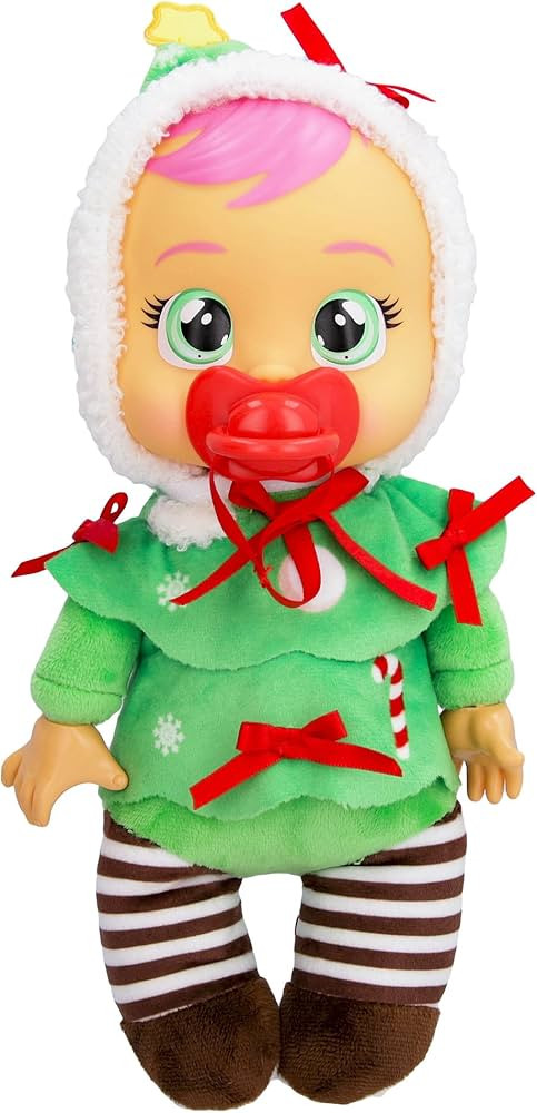 Cry Babies Tiny Cuddles Christmas Noelle - 9" Baby Dolls, Cries Real Tears, Red and Green Christmas Tree Themed Pajamas | Amazon (US)