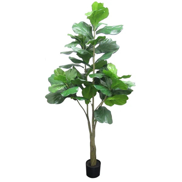 Artificial Fiddle Leaf Fig Tree in Planter | Wayfair North America
