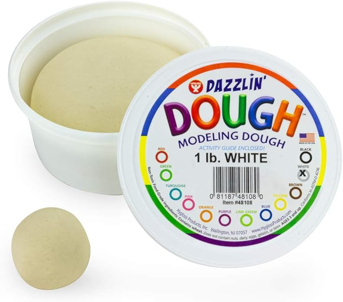 Amazon.com: Hygloss Products Kids Unscented Dazzlin’ Modeling Dough - Non-Toxic - 1lb - White -... | Amazon (US)