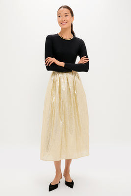 Gold Plisse & Black Mixed Media Schuyler Maxi Dress | Tuckernuck (US)
