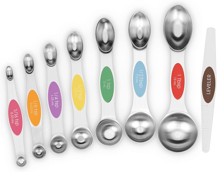 8 PCS Heavy Duty Stainless Steel Magnetic Measuring Spoons Set, Dual Sided, for Cooking Baking, T... | Amazon (US)