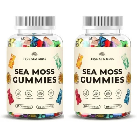 TrueSeaMoss Irish Sea Moss Gummies with Burdock Root & Bladderwrack – Multiflavor Vegan Seamoss Supplement for Women, Men & Kids – 120 Sea Moss Gummies, Made in the USA | Walmart (US)
