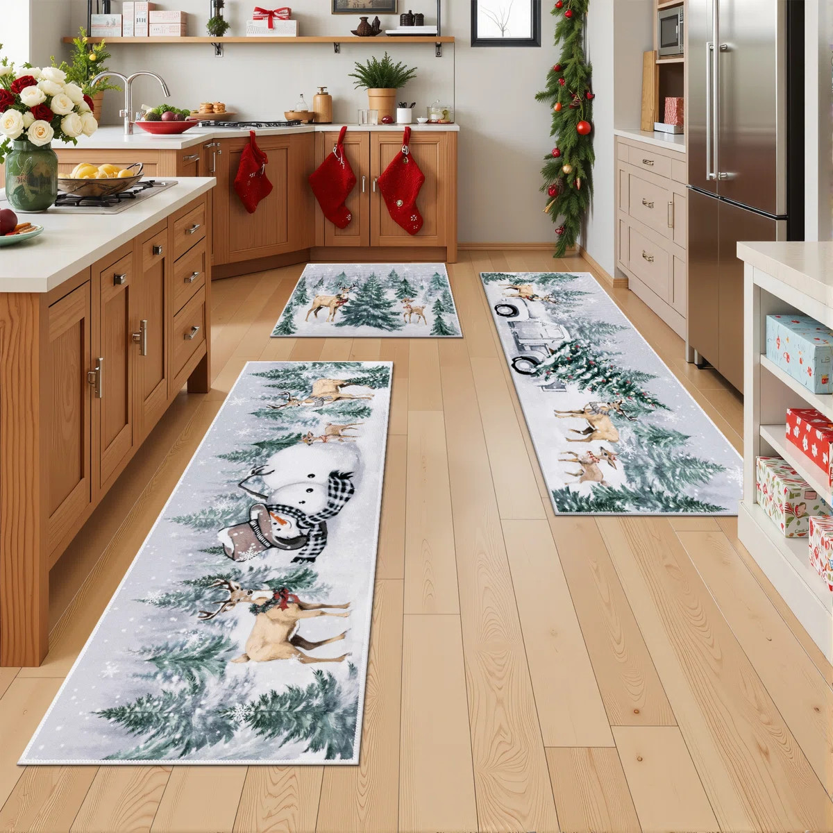 The Holiday Aisle® Christmas Kitchen Rug Set & Reviews | Wayfair | Wayfair North America