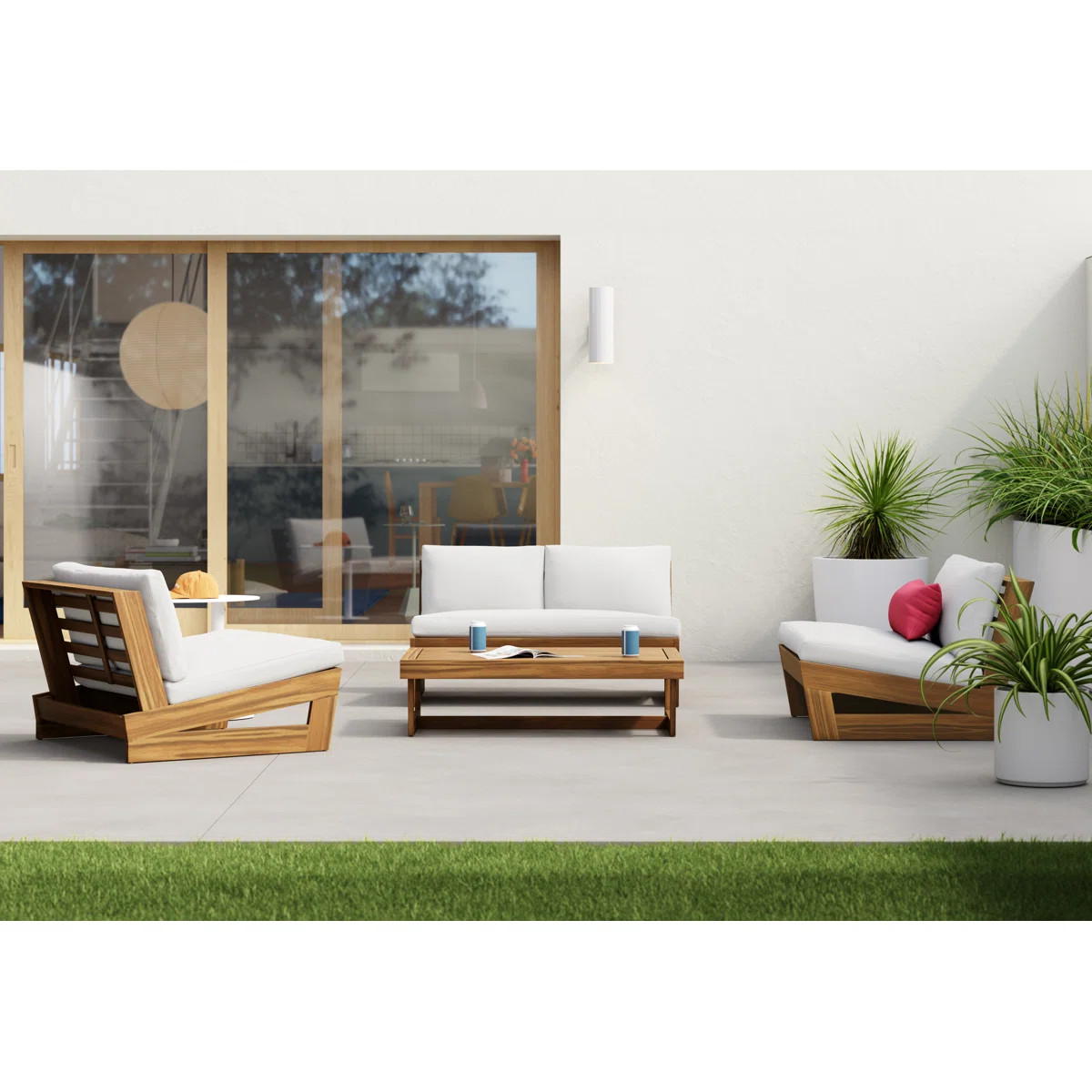 Louise Acacia 4 - Person Patio Conversation Set with Cushions | Wayfair North America