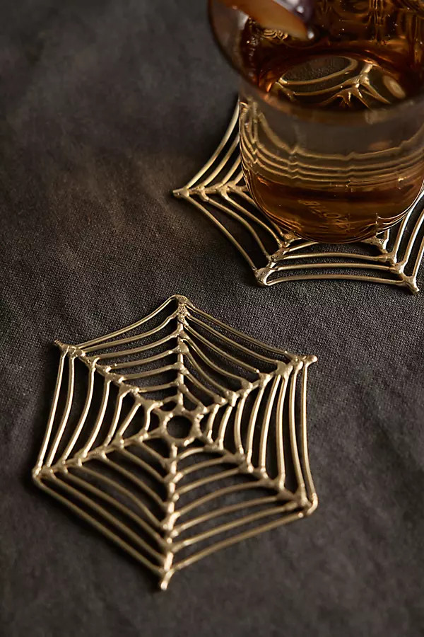 Spider Web Brass Coasters, Set of 4 | Terrain