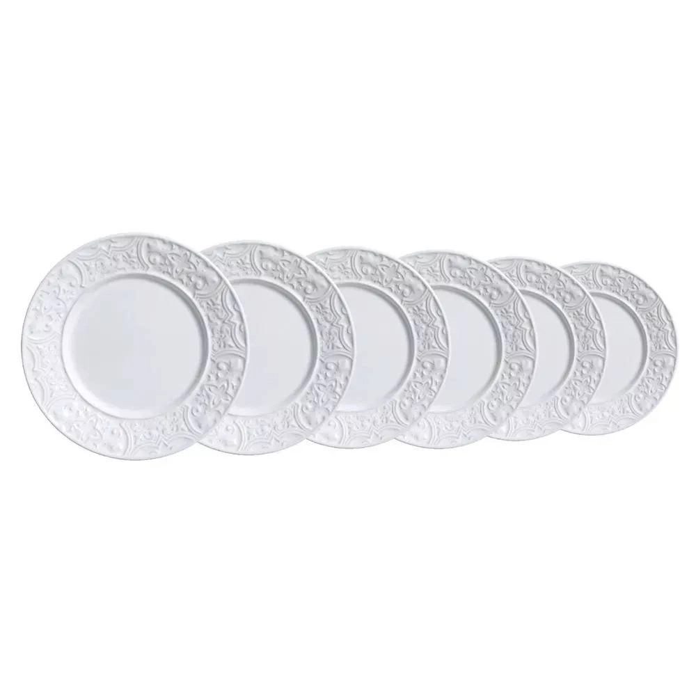 Conjunto de Prato de Sobremesa Porto Branco 6 Peças 20,5cm Porto Brasil | Americanas (BR)