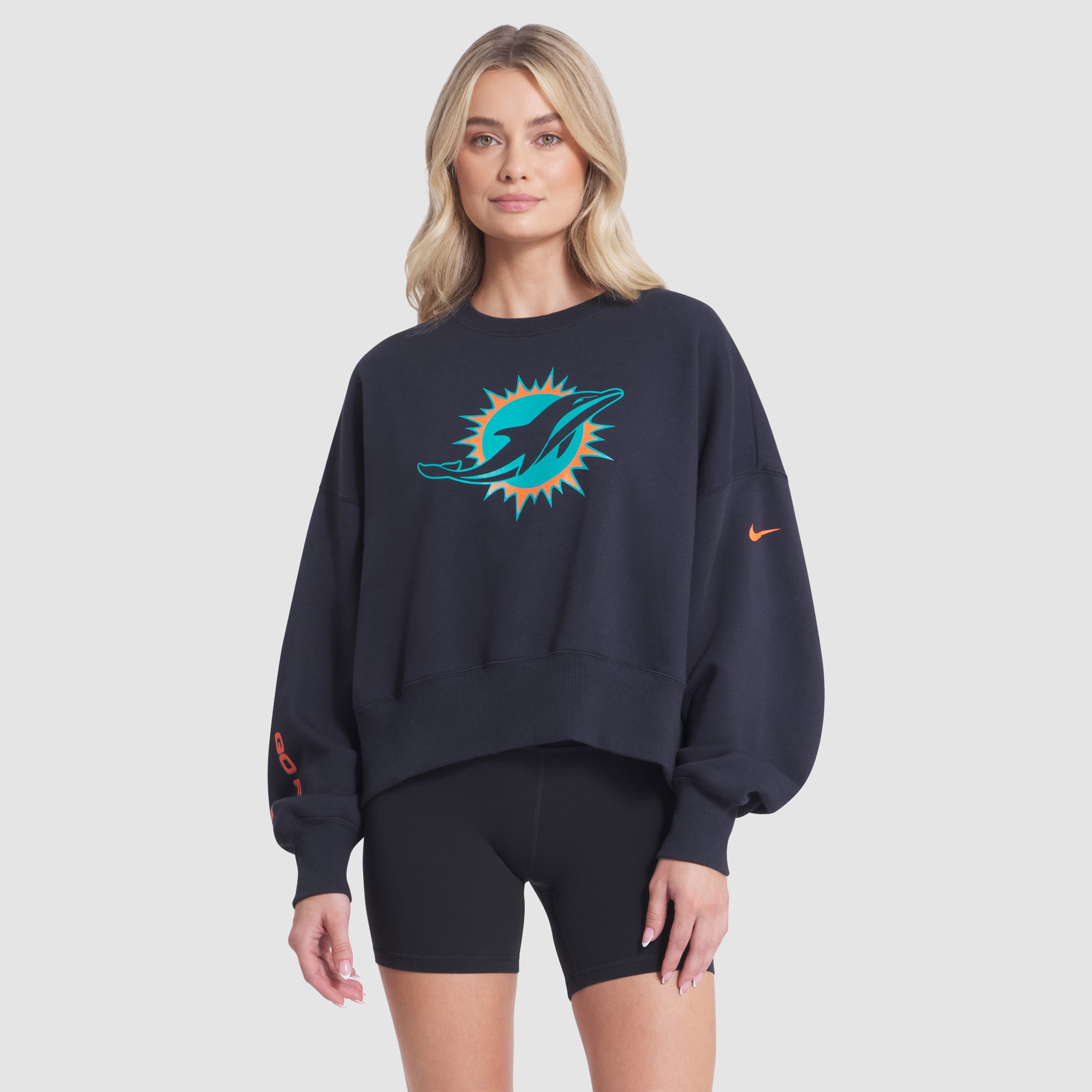 Miami Dolphins Nike Women's 2025 Rivalries Collection Oversized Phoenix Fleece Sweatshirt - Pitch... | Fanatics