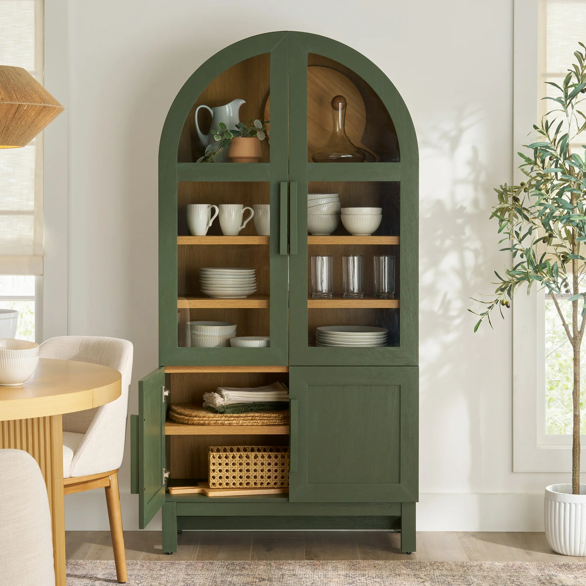 Better Homes & Gardens Juliet Kitchen Rounded Arch Cabinet, Deep Green Finish - Walmart.com | Walmart (US)