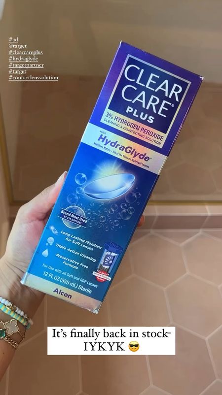 #ad I’m excited to let you know that the #clearcareplus Solution is back in stock @Target I use it nightly to clean and disinfect my lenses. #targetpartner #target #hydraglyde #contactlenssolution 

#LTKSaleAlert #LTKVideo
