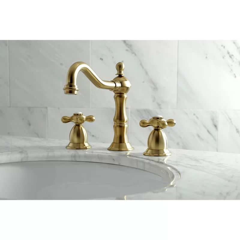 Heritage Big Cross Handle Widespread Bathroom Faucet with Drain Assembly | Wayfair North America