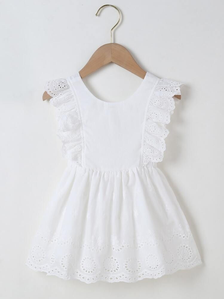 Baby Girl Eyelet Embroidery Ruffle Smock Dress | SHEIN