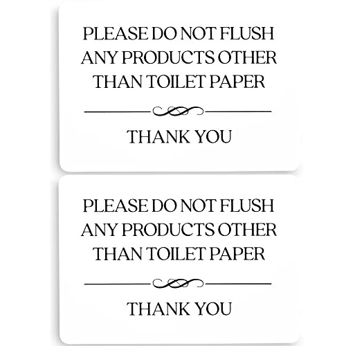 Do Not Flush Toilet Sign 2-Pack (White Acrylic 5 x 3.5 in) - Do Not Flush Anything Except Toilet Paper - Do Not Flush Feminine Products Sign - Bathroom Signs for Business - Restroom Sign - Airbnb | Amazon (US)