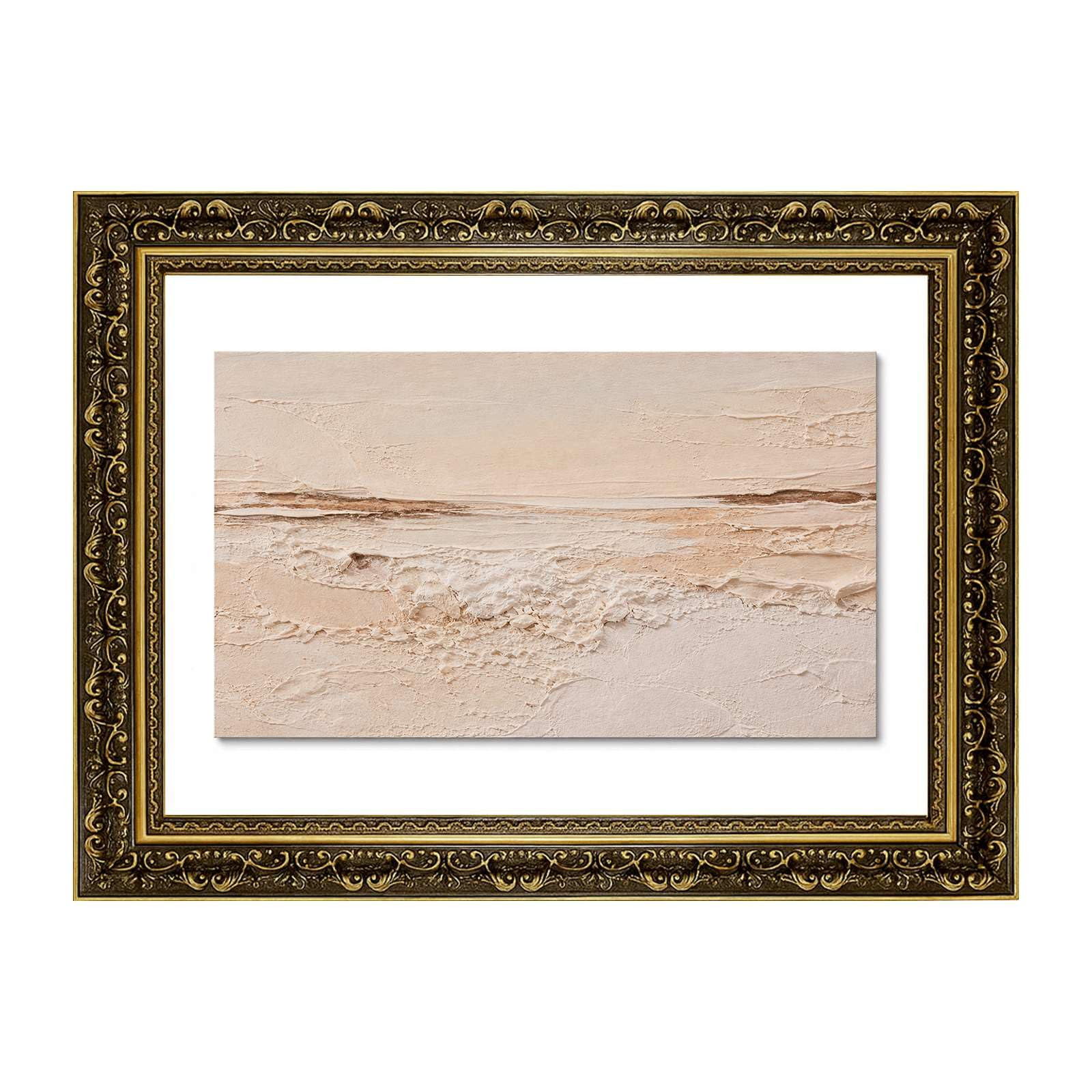 Framed Abstract Beige Textured Landscape Poster Canvas Print Art Modern Minimalist Aesthetic Pain... | Amazon (US)