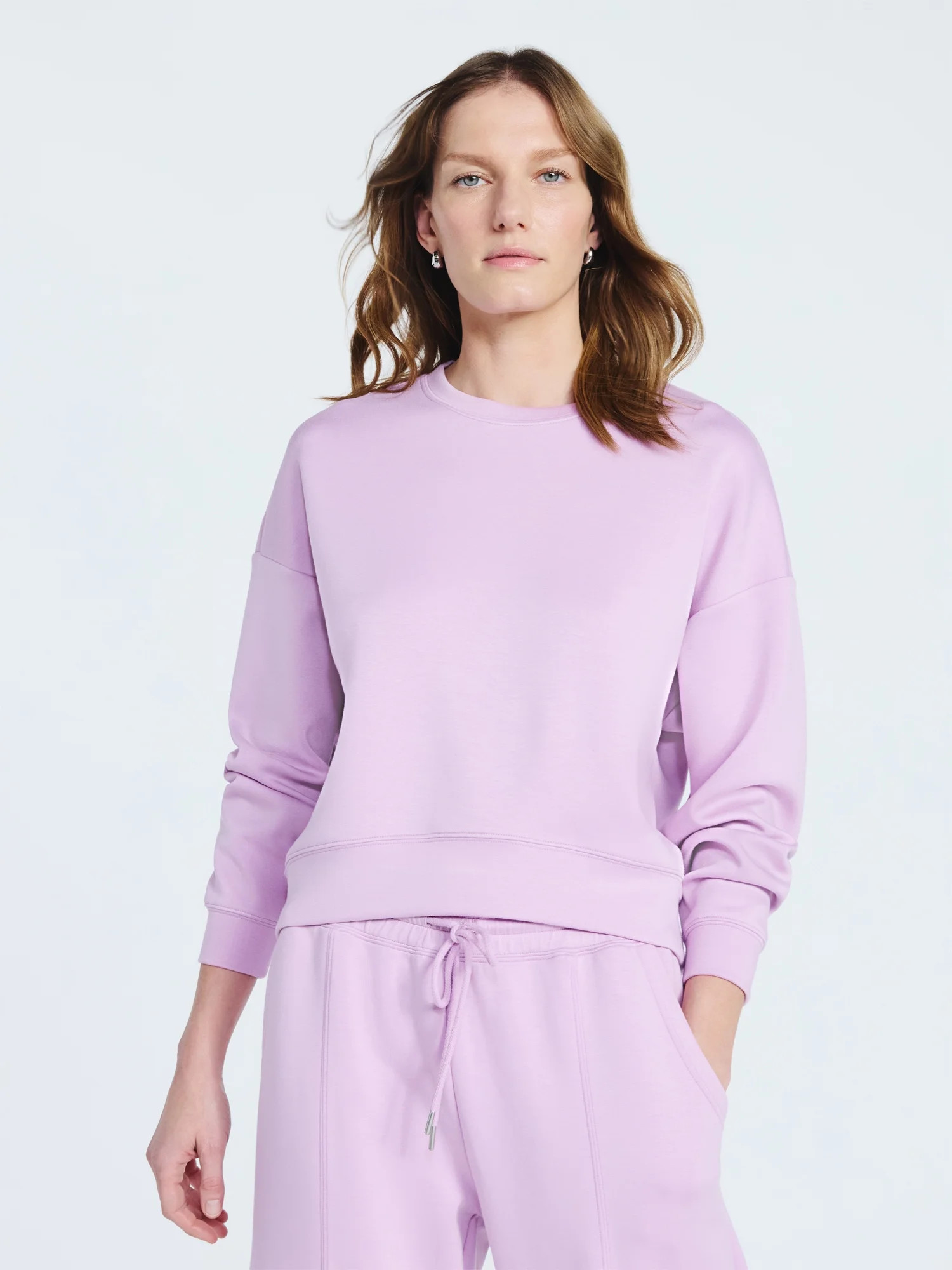 Scoop Women's and Women's Plus New Scubaknit Cropped Sweatshirt with Drop Sleeves, Sizes XS-4X | Walmart (US)